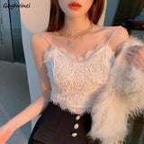 Women Camis Lace Temperament Crop Top Bra - Black