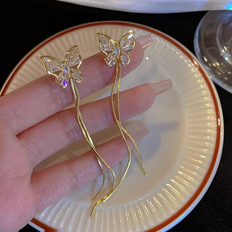 Butterfly Earrings: New Fashion Trend, Zircon Embellishments, Elegant Design