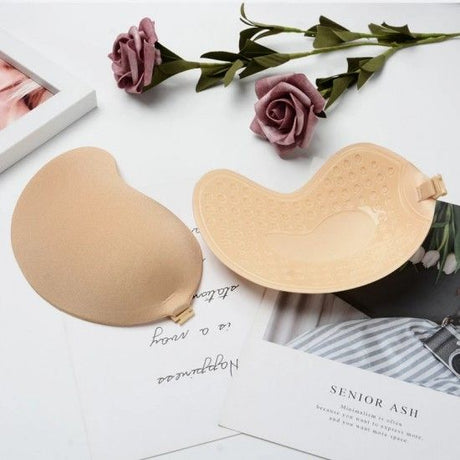 Push Up Backless Strapless Seamless Front Closure Silicone Bra - Skin
