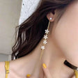 Pearl Floral Earrings - Wedding Pendant, Korean Crystal Jewelry - Shop N Save