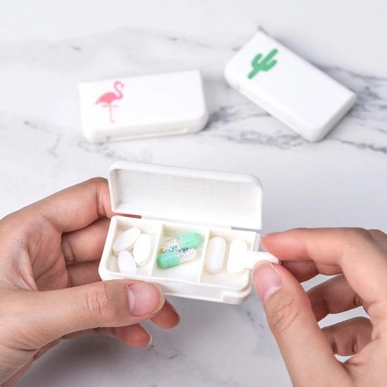 3 Grid Traveling Plastic Mini Case Medicines Tablet Box - Plant - Shop N Save
