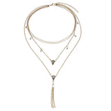 Bohemia Tassel &amp; Geometric Necklace: Multilayer Water Drop Choker for Women - Shop N Save