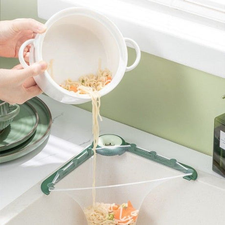 Kitchen Triangular Garbage Strainer Mesh Drain Sink Filter Holder - Green - Shop N Save