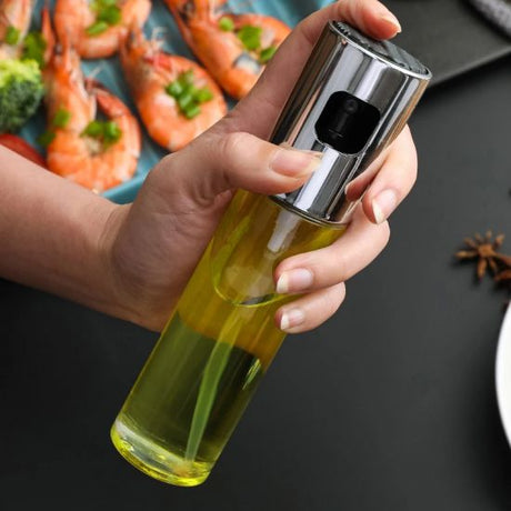 BBQ Cooking Olive Oil Spray Bottle With Scale Measurement 100ml - Silver - Shop N Save