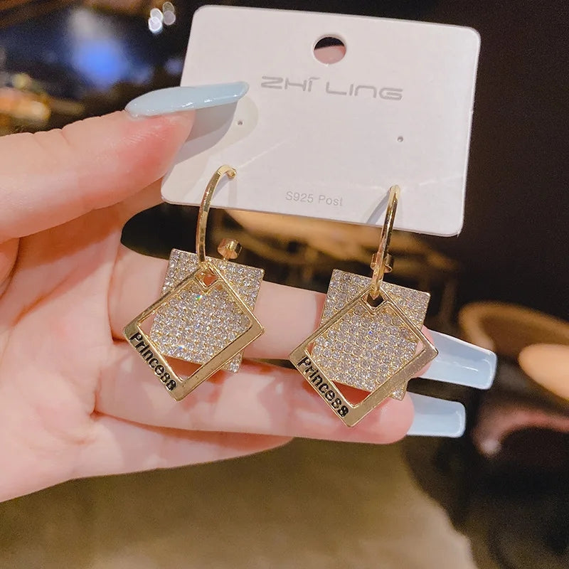 Irregular Square Dangle Earrings: Gold Color, Elegant Fashion Jewelry - Shop N Save