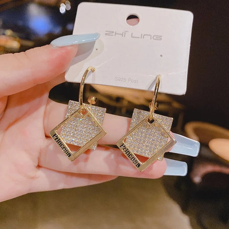 Irregular Square Dangle Earrings: Gold Color, Elegant Fashion Jewelry - Shop N Save