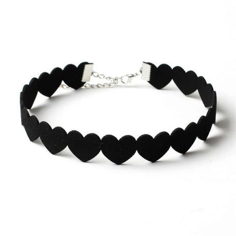 Velvet Peach Heart Necklace Velvet Black