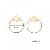 Square And Hoop Simple Fashion Popular Girl Lady Earrings - Silver