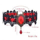 Gothic Crystal Tassel Tattoo Choker Necklace - Red