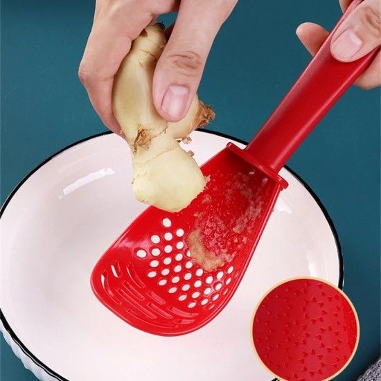 Multifunctional Filter Colander for Rice Spoon Household Kitchen (White) - Shop N Save