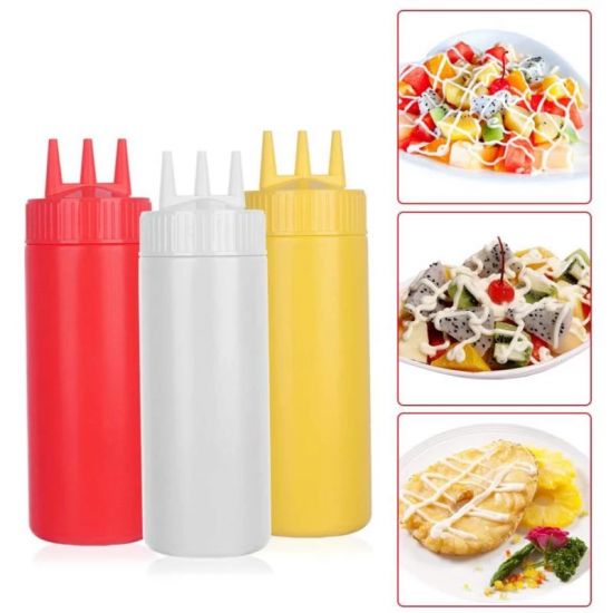Twist Cap Squeeze Plastic Bottle For Ketchup Mustard Mayo Sauce 300ML White - Shop N Save