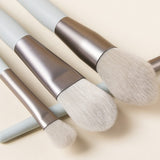 8 Pcs Makeup Brushes Foundation Wooden Handle Soft Hair Makeup Set - Green