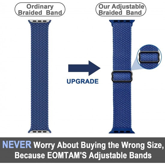 Nylon braided Strap For Apple Watch Band Smartwatch Belt plain Black