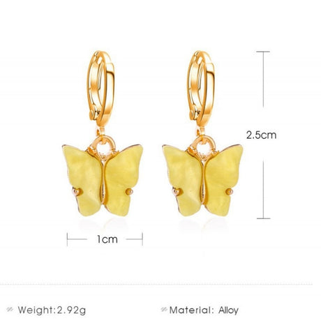 Fashion Acrylic Butterfly Earrings Small - Yellow