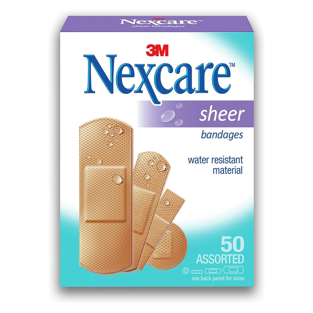 658-50 Nexcare Sheer Bandages, Assorted, 50/Box
