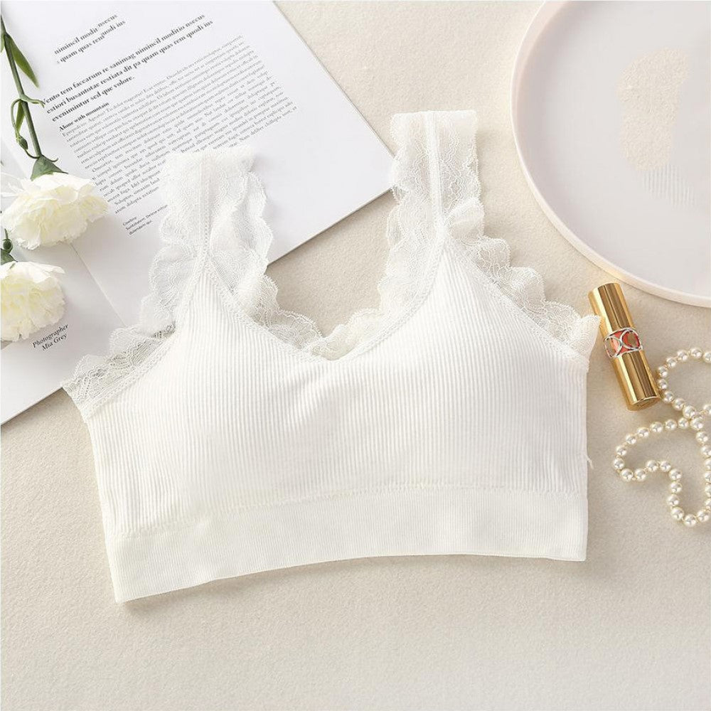 Lace Push Up Sports Padded Bras For Women - White - Shop N Save