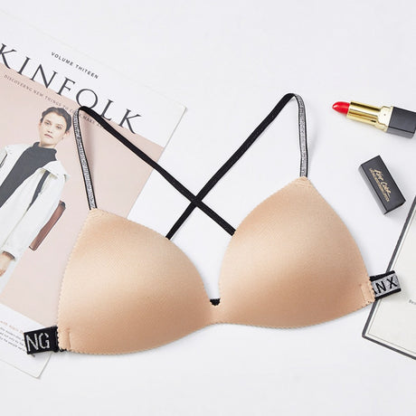 Summer Beautiful Back Cross Shoulder Straps Bra - Skin - Shop N Save
