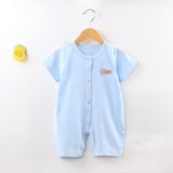 Baby jumpsuit short-sleeved summer newborn romper - blue - Shop N Save