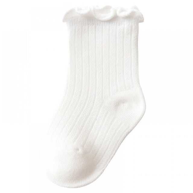 Newborn Thin Mesh Breathable Combed Cotton Lace Socks - White - Shop N Save