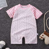 Pure Cotton Short-Sleeved Newborn Baby Jumpsuit - Pink - Shop N Save