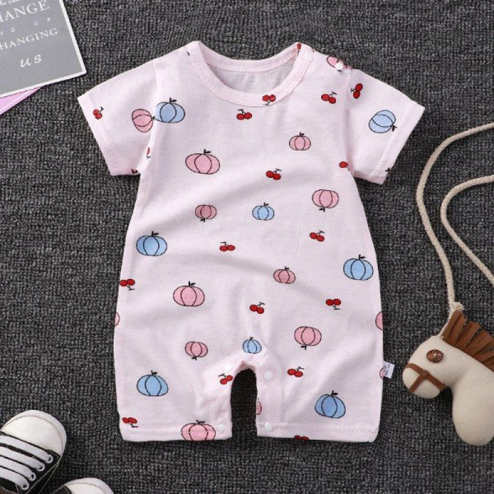 Pure Cotton Short-Sleeved Newborn Baby Jumpsuit - Pink - Shop N Save