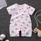 Pure Cotton Short-Sleeved Newborn Baby Jumpsuit - Pink - Shop N Save