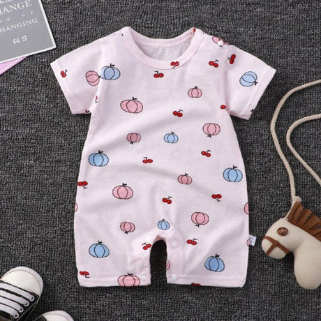 Pure Cotton Short-Sleeved Newborn Baby Jumpsuit - Pink - Shop N Save