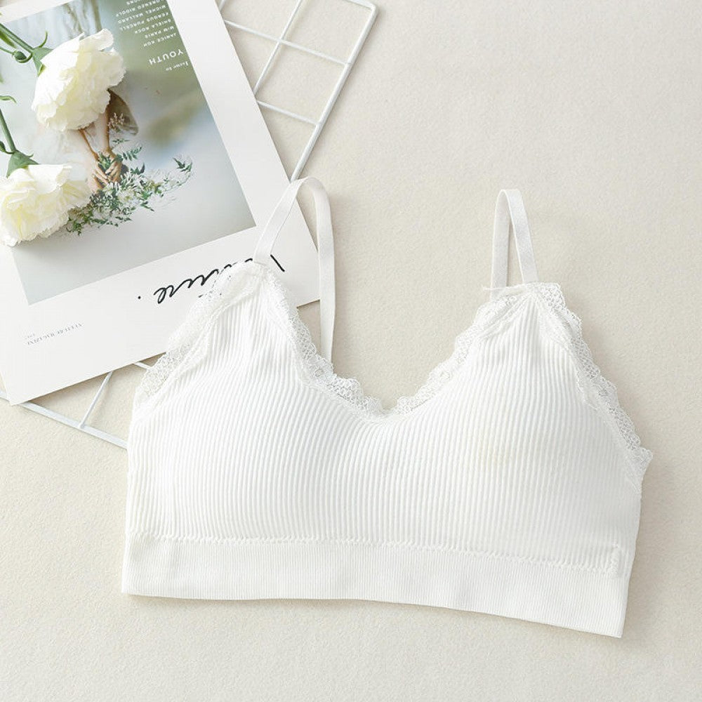 Korean Style Lace Beauty Chest Padded Bra - White - Shop N Save