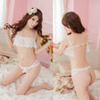 See Through Hollow Lace Women Lingerie Set White - Shop N Save