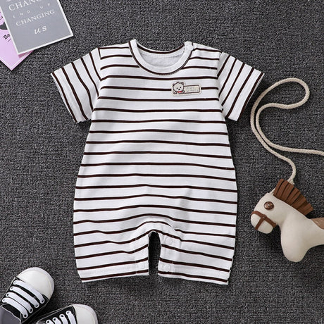 Pure Cotton Short-Sleeved Newborn Baby Jumpsuit - White - Shop N Save