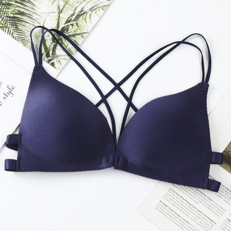 Backless Bra Lace Deep V Low Back Bralette Thin Cup - Blue - Shop N Save