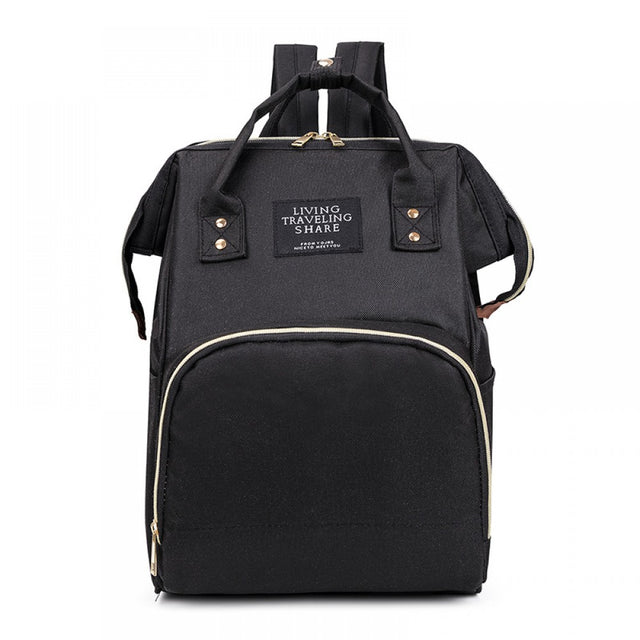 Mommy Baby Diaper Bag - Large Capacity Trendy Nylon Waterproof New Born Fashion Backpack Handbag Multi Functional Outing Bag - Black - Shop N Save
