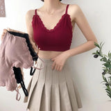 Korean Style Lace Beauty Chest Padded Bra - Wine Red - Shop N Save