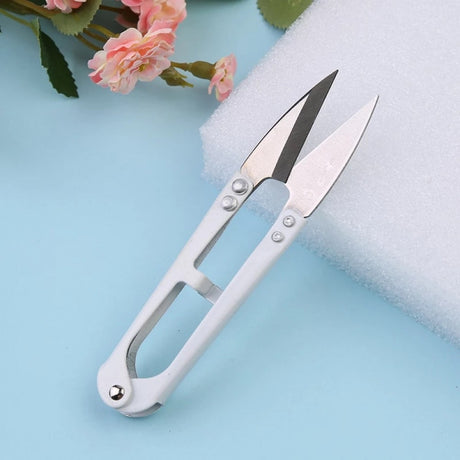 Stainless Steel U Shape Use Scissors Thread Cut Blue