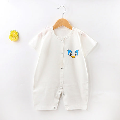 Baby Jumpsuit Short-Sleeved Summer Newborn Romper - white - Shop N Save
