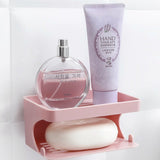 Double-layer Soap Rack Traceless Viscose Bathroom - Solid Pink