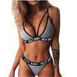 V Neck Bikini Set Beachwear For Women - Gray - Shop N Save