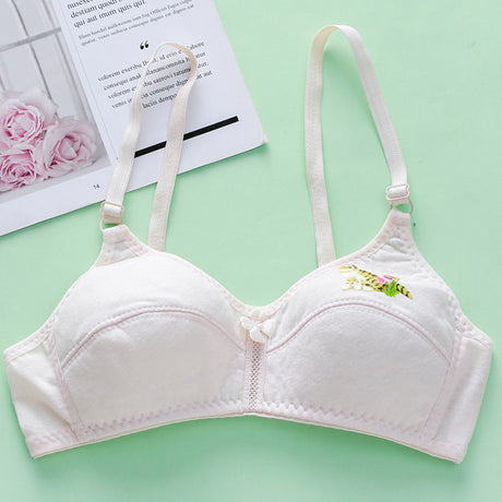 Cartoon Gather Women Rimless Bra Cotton Adjustable - Skin White - Shop N Save