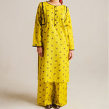 2 Piece Digital Print Kurti Salwar Set - Pure Cotton Collection Stylish Light Weight Cotton Fabric Suit Top Bottom Salwar Kameez Indian Pakistani Printed Suit For Casual Outdoor Dress - Yellow - Shop N Save