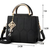 Black Embroidered Handbag: Stylish, Geometric, Tassel Detail, Zip Closure - Shop N Save