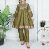 2 Piece Kurti Salwar Embroidery Set - Pure Cotton Collection Stylish Solid Color Light Weight Cotton Fabric Suit Top Bottom Salwar Kameez Indian Pakistani Embroidered Suit For Event Party Outdoor Dress - Dark Green - Shop N Save