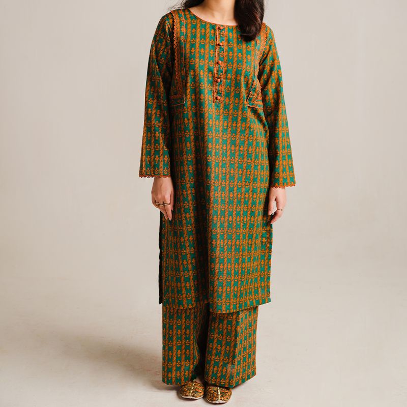 2 Piece Digital Print Kurti Salwar Set - Pure Cotton Collection Stylish Light Weight Cotton Fabric Suit Top Bottom Salwar Kameez Indian Pakistani Printed Suit For Casual Outdoor Dress - Dark Green - Shop N Save
