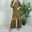 2 Piece Kurti Salwar Embroidery Set - Pure Cotton Collection Stylish Solid Color Light Weight Cotton Fabric Suit Top Bottom Salwar Kameez Indian Pakistani Embroidered Suit For Event Party Outdoor Dress - Dark Green - Shop N Save