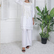 2 Piece Kurti Salwar Embroidery Set - Pure Cotton Collection Stylish Solid Color Light Weight Cotton Fabric Suit Top Bottom Salwar Kameez Indian Pakistani Embroidered Suit For Event Party Outdoor Dress - White - Shop N Save