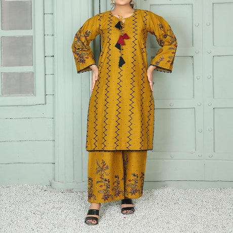 2 Piece Kurti Salwar Embroidery Set - Pure Cotton Collection Stylish Solid Color Light Weight Cotton Fabric Suit Top Bottom Salwar Kameez Indian Pakistani Embroidered Suit For Event Party Outdoor Dress - White - Shop N Save
