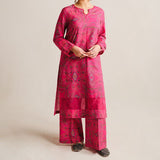2 Piece Digital Print Kurti Salwar Set - Pure Cotton Collection Stylish Light Weight Cotton Fabric Suit Top Bottom Salwar Kameez Indian Pakistani Printed Suit For Casual Outdoor Dress - Dark Pink - Shop N Save