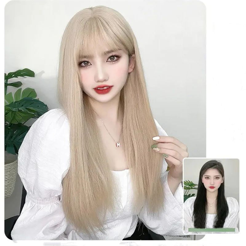 Platinum Long Hair Wig - Air Bangs