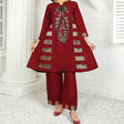 2 Piece Kurti Salwar Embroidery Set - Pure Cotton Collection Stylish Solid Color Light Weight Cotton Fabric Suit Top Bottom Salwar Kameez Indian Pakistani Embroidered Suit For Event Party Outdoor Dress - Maroon - Shop N Save