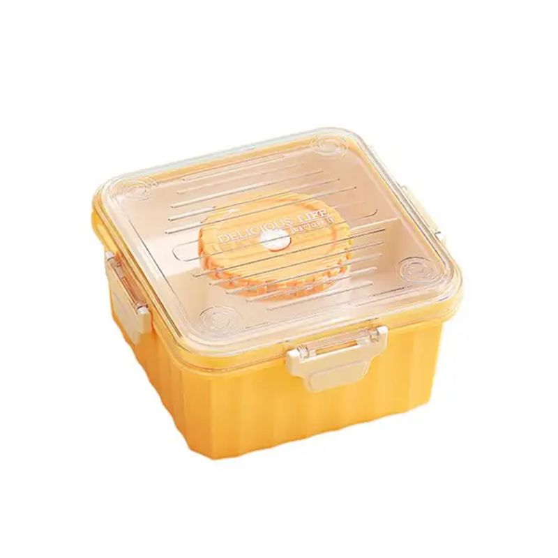 2.15L Lunch Box: Grid Design Dinnerware, Bento Box, Food Container for Home, Office, School (Orange).
