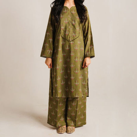 2 Piece Digital Print Kurti Salwar Set - Pure Cotton Collection Stylish Light Weight Cotton Fabric Suit Top Bottom Salwar Kameez Indian Pakistani Printed Suit For Casual Outdoor Dress - Dark Green - Shop N Save